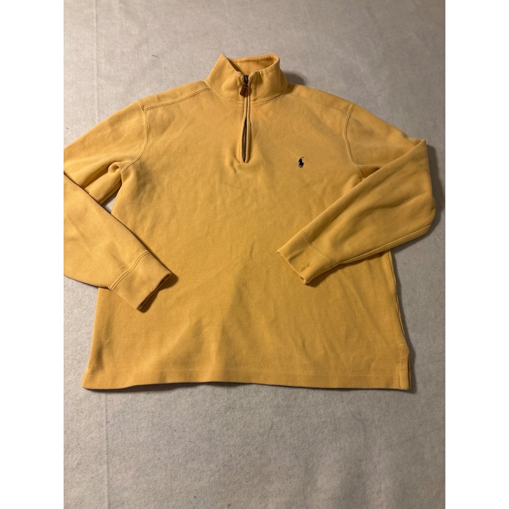 Polo Ralph Lauren Men Yellow Quarter Zip PulloverSweatshirt Long Sleeve sz small